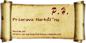 Prierava Harkány névjegykártya